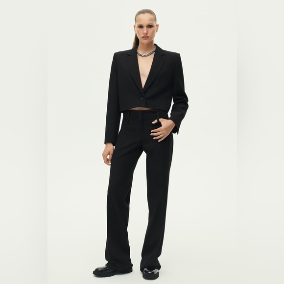 ZARA ZW Collection Black Cropped Blazer Suit Set - Picture 1 of 16